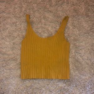 shein yellow ribbed tank top size large